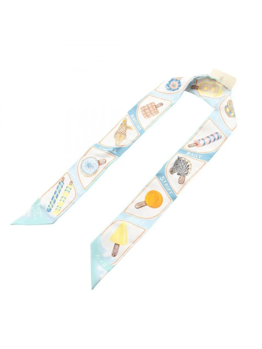 Hermes Scarf Twill Funny Ice Cream Blue Silk